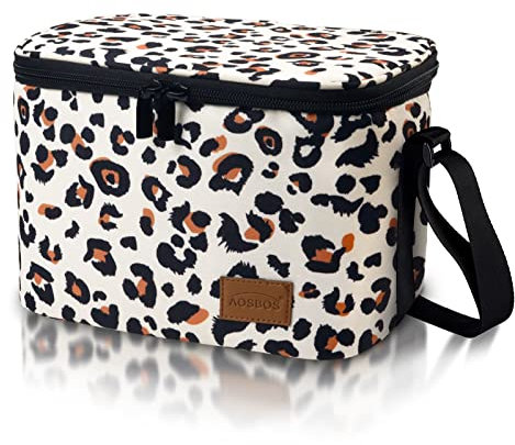 Lunch Bag 7.5L Insulated Lunch Bags for Women Men Leakproof Cool Bag Lunch Box with Shoulder Strap Reusable Thermal Soft Cooler Tote Bag for Ladies Girls Adults Kids Work Office School Picnic, Leopard