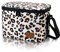 AOSBOS Sac Repas Isotherme Homme Femme avec Bandoulière Lunch Bag en Tissu Imperméable avec Doublure Étanche pour pique-nique, Abricot & Motif à Léopard