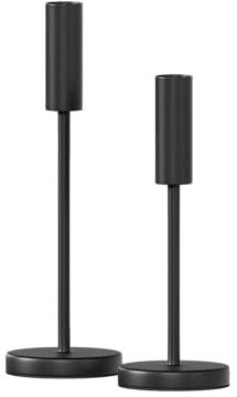 draadwerk® Set di 2 portacandele | per candele e candele a punta | design senza tempo | metallo verniciato a polvere | atmosfera suggestiva per interni (nero)