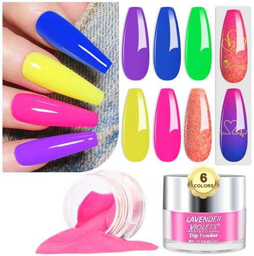 Lavender Violets 14g x 6 Farben Acryl-Dip-Pulver Halloween Kürbis Dipping Powder French Nail Orange grün rot Neujahrsgeschenk Nagelkunst Maniküre DIY Salon PRO Große Kapazität J222