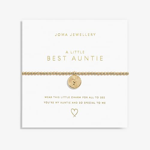 Joma Jewellery A Little Gold BEST AUNTIE Bracelet | 17.5cm Stretch Adjustable Wrist Stacking Bracelet