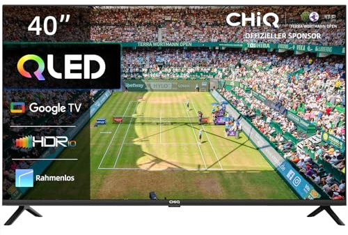 CHiQ L40QG7V TV QLED de 40 Pulgadas con HDR 10, diseño sin Bordes, Google TV, Asistente de Google, Chromecast Integrado, HDR 10 y HLG, Wi-Fi de Doble Banda (2,4/5 GHz), DBX-TV, 2024
