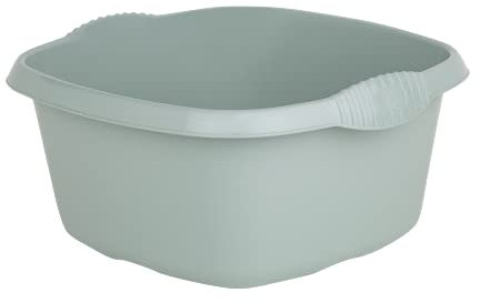 TENLITE High Grade Plastic Square Washing Up Bowl | Stylish Strong Durable with High Gloss Chic Finish | Kitchen Sink Bowl Space Saving for Home Kitchen - (Silver Sage, 32cm Square Bowl)