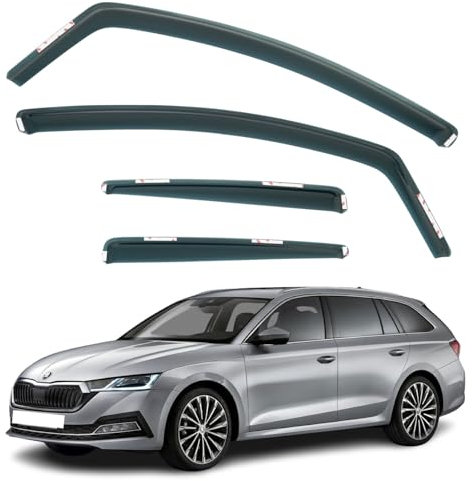 Set mit 4 Windabweisern, kompatibel mit Skoda Octavia 5-Türer Kombi/Kombi 2020 2021 2022 2023 2024 2025 Modelle