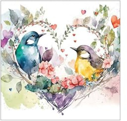 Ambiente Serviette Loving Birds 20 Stk. 33x33 cm Papier Frühling Motiv einseitig bedruckt weiß Rückseite ideal für Serviettentechnik und Decoupage