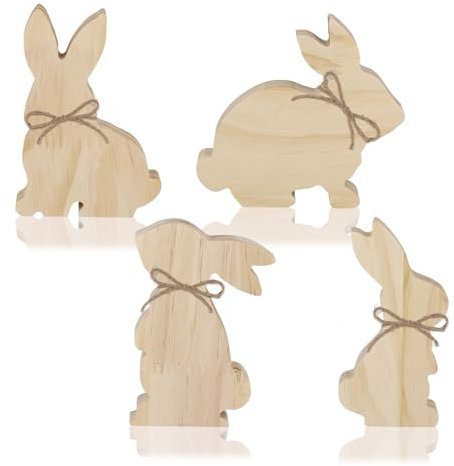 4 Pezzi Centrotavola in Legno con Coniglietto Pasquale, Graziosi Decorazioni Pasquali Centrotavola da Tavolo Pasquali Decorazione Vassoio Pasquale per la Casa Festa di Pasqua Regali