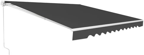HOMASIS Markise mit Handkurbel, einziehbare Gelenkarmmarkise Sonnenschutz, Balkonmarkise mit UV- & Regenschutz, 5-35° Winkel einstellbar Sonnenmarkise für Balkon Terrasse Garten (3x2,5m, Grau)