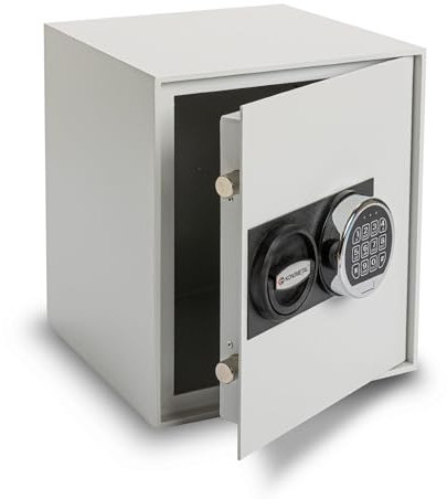 Konsmetall - Tresor für Zuhause Kolibri 2.0 34 S1, Safe Tresor Elektronisch, Möbeltresor 33,7 x 29,8 x 29,8 cm, Tresor-Box mit Elektronisches Codeschloss, Gesamttürstärke 40 mm - Lichtgrau