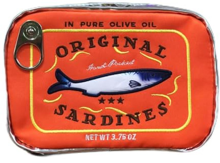 Kleine Kosmetiktasche Reisekosmetiktasche Sardinen-Make-up-Organizer Kosmetik-Kulturbeutel in Dosen Lustiges Sardinen-Design ästhetische Aufbewahrungstasche für Hautpflege Damen Geschenk (D)