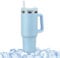 ADEPTNA 40oz Travel Mug Tumbler with Straw, Handle and Lid Stanley Flask Cup Accessory 1200ml Stainless Steel Vacuum Insulated Cup, Car Coffee Mug, Insulated Bottle for Hot & Cold Drinks (Blue)
