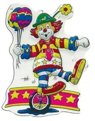 NEU Wand-Deko Clown, Einrad, 1 Stk. ca. 47cm