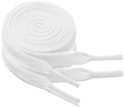 GOODSALEOK 2 Pares de Cordones Planos de 8mm Deporte Para Zapatillas Deportivas Adultos Resistente al Desgaste Presente Blanco 100cm