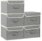 ENUMAIL 5 Stück Aufbewahrungsbox Stoff, Schubladen Organizer Box, Faltbarer Ordnungsboxen mit Griff, Boxen Aufbewahrung für Würfelregal, 26×20×17 cm, Grau