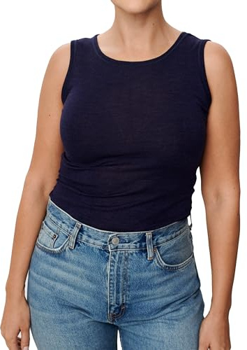 Dilling Damen Tanktop mit Pointelle-Struktur aus Merinowolle & Seide – 70% Bio-Wolle, 30% Seide – Natürlich Elegant & Weich