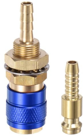 Ieron Raccord Rapide de gaz et d'eau de 6 mm Bleu pour soudage à l'arc sous Argon Connecteur à Douille Rapide pour Torche de soudage refroidie par Eau Débit d'eau et de gaz Efficace