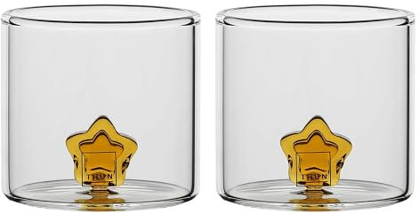 THUN - Set 2 Schnapsgläser mit Stern - Glas - Kollektion Bonboniere - Ø 6 cm - 6,2 cm Höhe