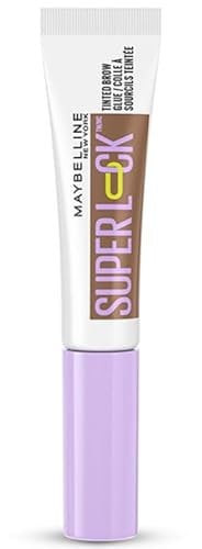 Maybelline New York Augenbrauengel, Für definierte Augenbrauen, Starker Halt ohne abzublättern oder zu kleben, Integriertes Styling-Bürstchen, Super Lock Brow Glue, Medium Brown, 8 g