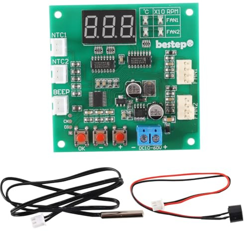 Enwye Dual Channel PWM 4 Pin Fan Controller 12V 24V 48V Thermal Speed Regulator with Temperature RPM Display and Stop Alarm​