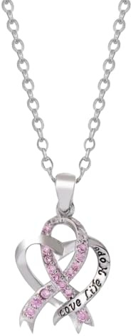 Générique Collier Octobre Rose - Pendentif Octobre Ruban Cancer du Sein - Accessoire Élégant et Significatif - Lutte Contre Le Cancer - Cadeau
