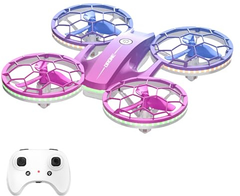 Kavolet Quadrocopter, Spielzeug mit Lebendigen LED-Lichtern für, Ferngesteuertes Flugzeug, 360°-Drehflug, Höhenhaltung, Wiederaufladbarer (Lila)