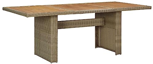 Mokuyary Garten-Esstisch, Polyrattan, braun, 200 x 100 x 74 cm, Bistrotisch für Veranstaltungen