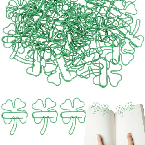 50 Stück Büroklammern, Büroklammern Bunt, Büroklammer, Büroklammer Motiv, Vierblättriges Kleeblatt, Grün, Bürobedarf, Geeignet Für Büros, Schulen, Familien, Basteln, Dokumente, Papier