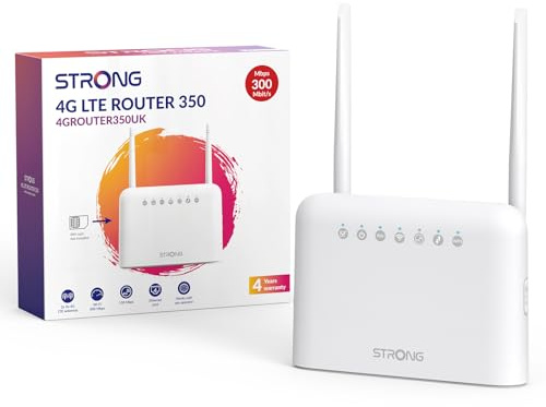 STRONG N300 Mbps WiFi 4G Router, 4G Cat4 LTE Network, Fixed External Antennas, 100Mbps WAN/LAN Ports, Sim Card Router, Plug and Play, Secure Network, Supports up to 32 devices
