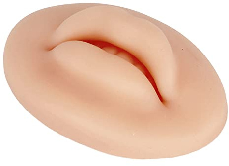 AMONIDA 3D-Silikon-Lippen, Echte Hautstruktur, Weiches Training, Gefälschte Lippen für Microblading-Anfänger, Stickerei-Anfänger, 1 Stück (Dunkle Haut)