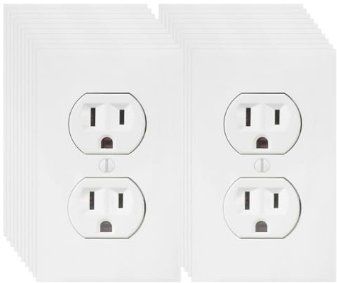 VALICLUD 20pcs Simulated Power Socket Stickers White Vinyl Prank Electrical Outlet Covers for Home Office Proof Safety and Funny Decor