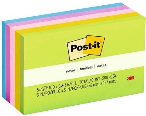 Post-it Pop-up Notes, 3x5 in, 5 Pads, America's #1 Favorite Sticky Notes, Floral Fantasy Collection, Bold Colors, Clean Removal, Recyclable (R330-AN)