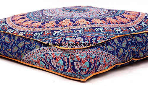 Handicraft-Palace Ottomane aus Baumwolle, 88,9 cm, quadratisch, Ottoman-Pouf, Mandala-Bodenkissen, Tagesbett-Kissenbezug, Hunde-/Haustierbett