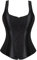 Schwarz Korsett Corsage Top Damen Corset Bustier Mit Träger Elegant Reißverschluss Vintage L