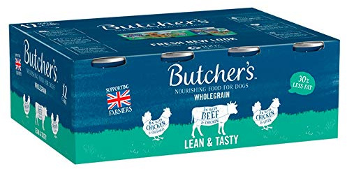 Butcher's Complete Wet Can Adult Dog Food Lean & Tasty Pack 12x390g | Complete & Balanced - British & Irish Farmed - Lower in Fat - Contains Chicken, Beef & Turkey Recipes