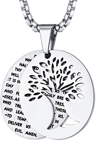 FaithHeart Collier Arbre de Vie Homme,Pendentif Arbre de Vie,Médaillon en Argent avec Chaîne Vénitienne 55cm Cadeau pour Noel
