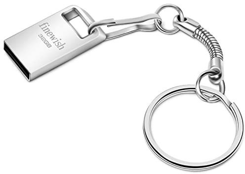 HAODIUSB88 Memory Stick 32 GB, Mini USB Stick 32 GB Waterproof Pen Drive Portable USB Flash Drive 32GB with Key Ring for PC Laptop Computers Tablet etc (Silver)