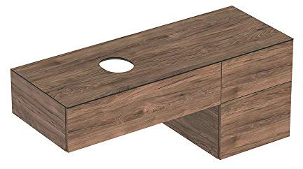 Geberit VariForm Unterschrank für Aufsatzwaschtisch, drei Schubladen, Ablagefläche, Geruchsverschluss, Breite 135 cm, Farbe: Weiß