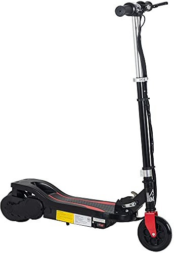 HOMCOM Patinete Eléctrico Plegable para Niños de 7-14 Años Máx. 50 kg Scooter con Velocidad MAX. 12 km/h Altura Ajustable Interruptor de Arranque y Frenos 75x36x82-93 cm Negro
