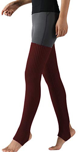 Nanxson Damen Beinwärmer Winter Gerippt Gestrickt Beinstulpen Strumpf für 80er Jahre Party Dance Sport Yoga TTW0072 (dunkel rot)