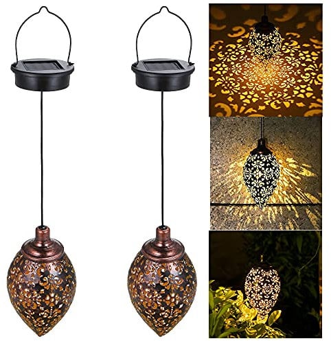 Solar Lantern Light Outdoor Hanging Garden Lights Metal Lamp Outdoor Decorations for Patio Yard,Porch,Lawn,Courtyard,Art Garden Accessories