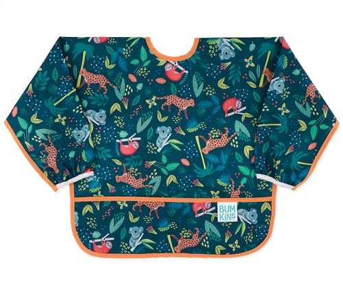 Bumkins Unisex Baby Sleeved Bib Langarm-Lätzchen, Jungle, 6-24 Monate