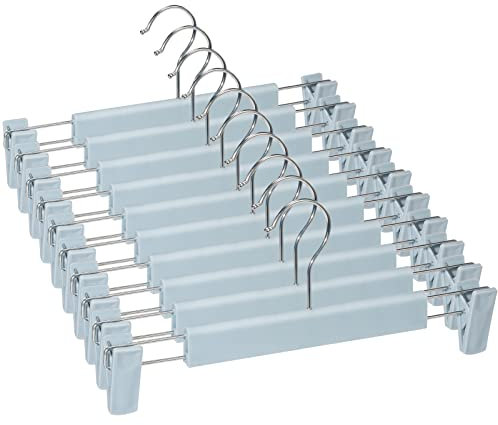 Lamitocs Set di 10 Grucce, con 2 clip antiscivolo e regolabili, girevole a 360 gradi con gancio Grucce per Pantaloni, per Gonne, Calze, Camicie (Azzurro molto chiaro)