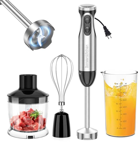 Bonsenkitchen Immersion Blender with Food Processor, 20 Speeds & Turbo Mode