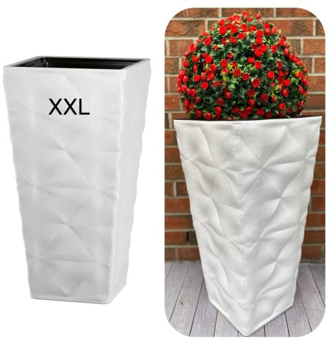 MELTOM Pot de Fleurs avec Insert Amovible - Slim Haut - Carré - Effet 3D