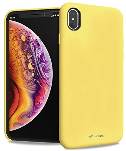 i-Paint Cover Protettiva per iPhone XS Max in Silicone Gialla con all'interno Microfibra - Solid Case Yellow