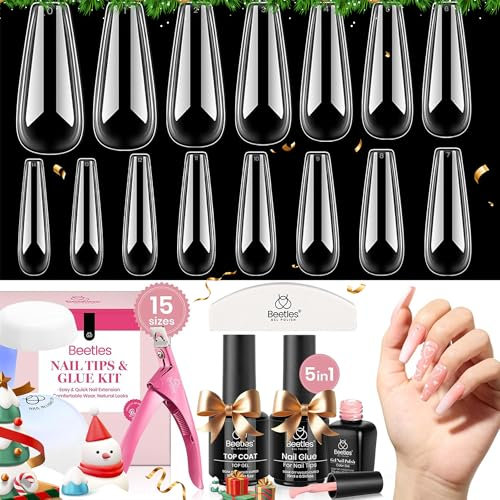 Beetles Lot de 600 faux ongles longs Coffin