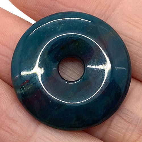 HXSCOO Trendy Naturstein Opal Rosa Kristall Sicherheitsknopf Halskette Anhänger 25 mm Donut Charms Schmuck DIY Armband Ohrring Zubehör (Color : Indian Agate)