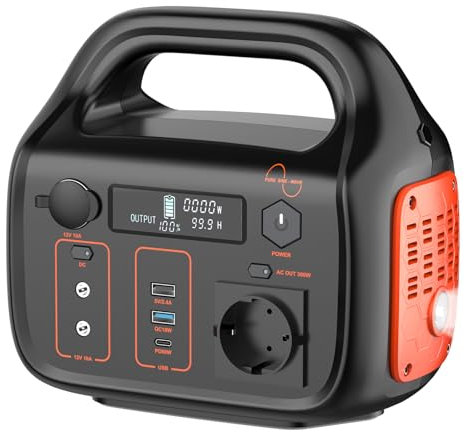 WADA POWER Centrale Elettrica Portatile: 296WH Batteria Backup Power Station Portatile Uscita PD/AC/DC/USB Accumulatore di Energia 300W Generatore Solare per Campeggio Viaggio Emergenza