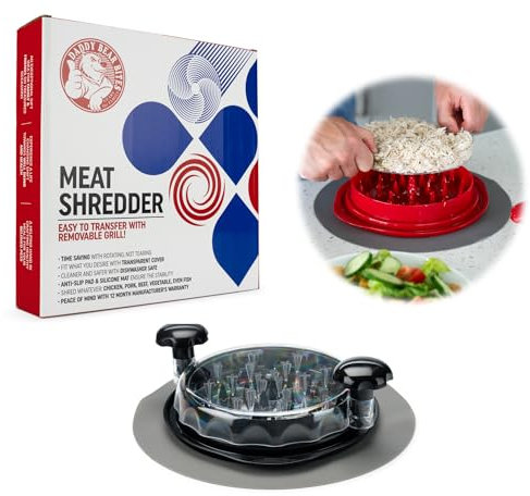 Daddy Bear Bites Chicken Shredder Tool Twist with Shreddding Grill for Easy to Remove Shredded Chicken. Non Slip, Black Multifunctional Shredder, Pulled Pork, Meat Grinder and Vege Shred Machine!