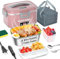 SOOOEC Boîte à déjeuner électrique 100 W, 3 en 1, portable, boîte à lunch chauffante en acier inoxydable amovible, 12 V/24 V/220 V, pour voiture/camion/bureau (Rose, 1.8 L)