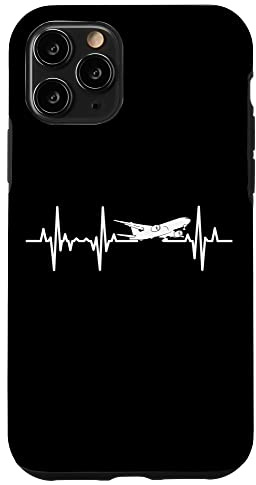 Hülle für iPhone 11 Pro Flugzeug Herzschlag EKG Planespotter Herzlinie
